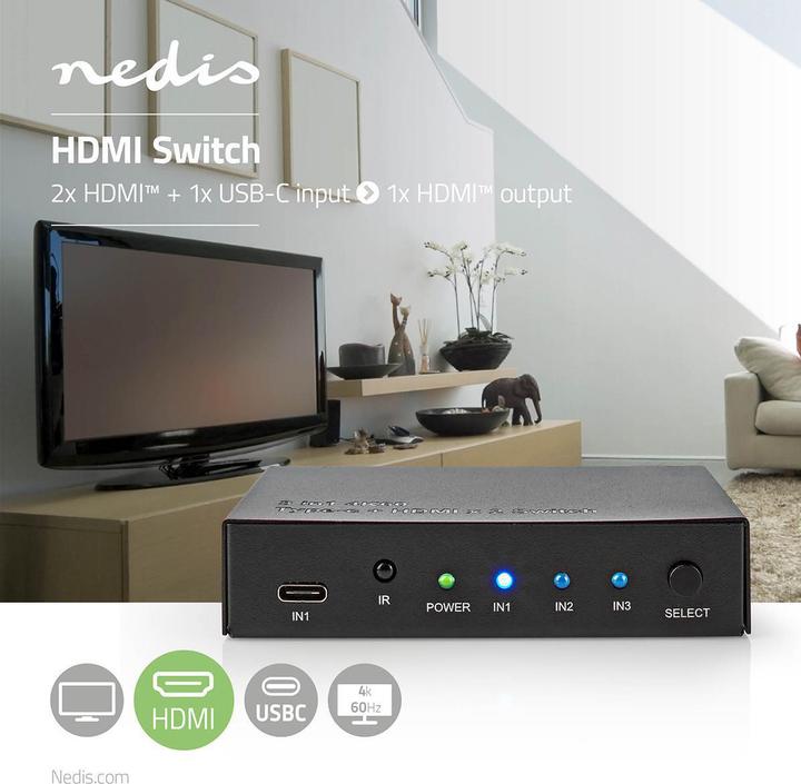 Immagine prodotto Nedis 3 porte (HDMI/USB-C, Switch - 4K 60Hz)