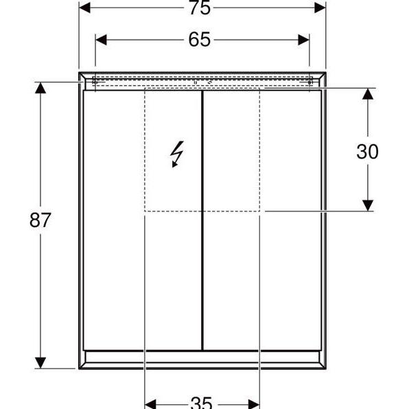 Thumbnail - Geberit, Spiegelschrank, ONE Spiegelschrank mit ComfortLight, 2 Türen, Aufputzmontage, 75x90x15cm, 505.812.00.