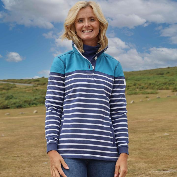 Actual product image Lazy Jacks Womens/Ladies Button Neck Sweatshirt (38)