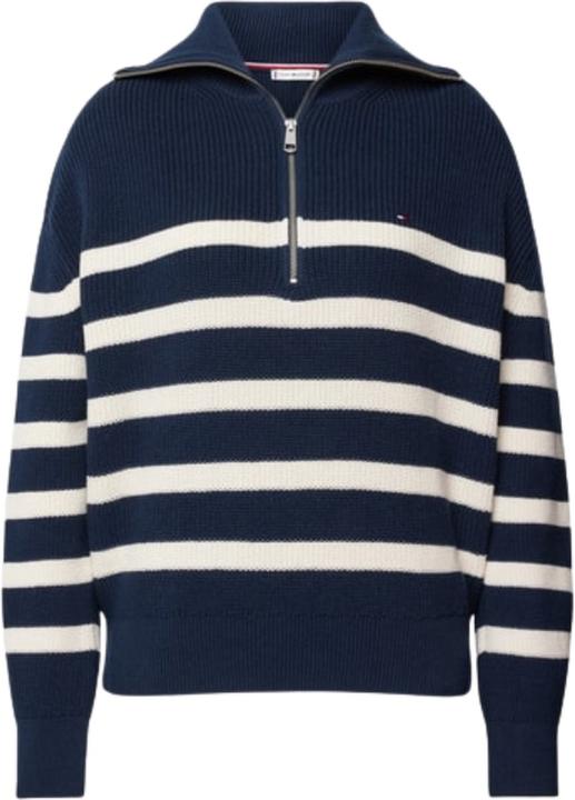 Image du produit Tommy Hilfiger Cardigan Dames Trui Gebreid Katoen - Blauw/Wit - Maat XL (XL)