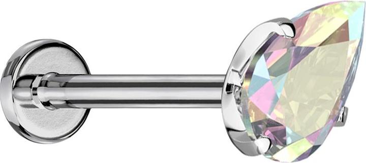 Actual product image Star Piercing Micro Threadless Labret silber mit Kristalltropfen multicolor gefasst (without brass, Titanium)