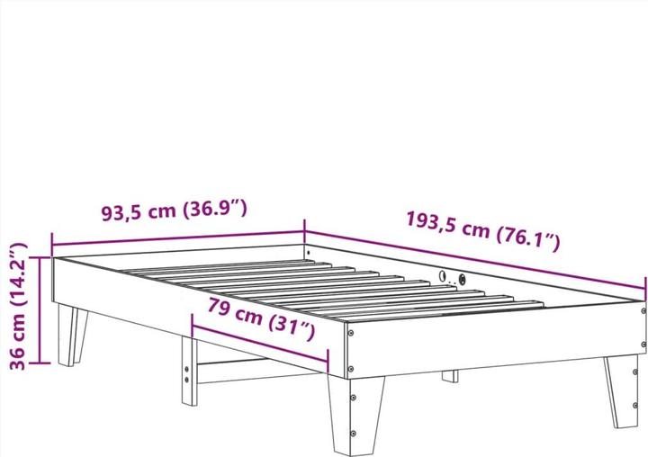 Actual product image vidaXL Bettgestell (90 x 190 cm)