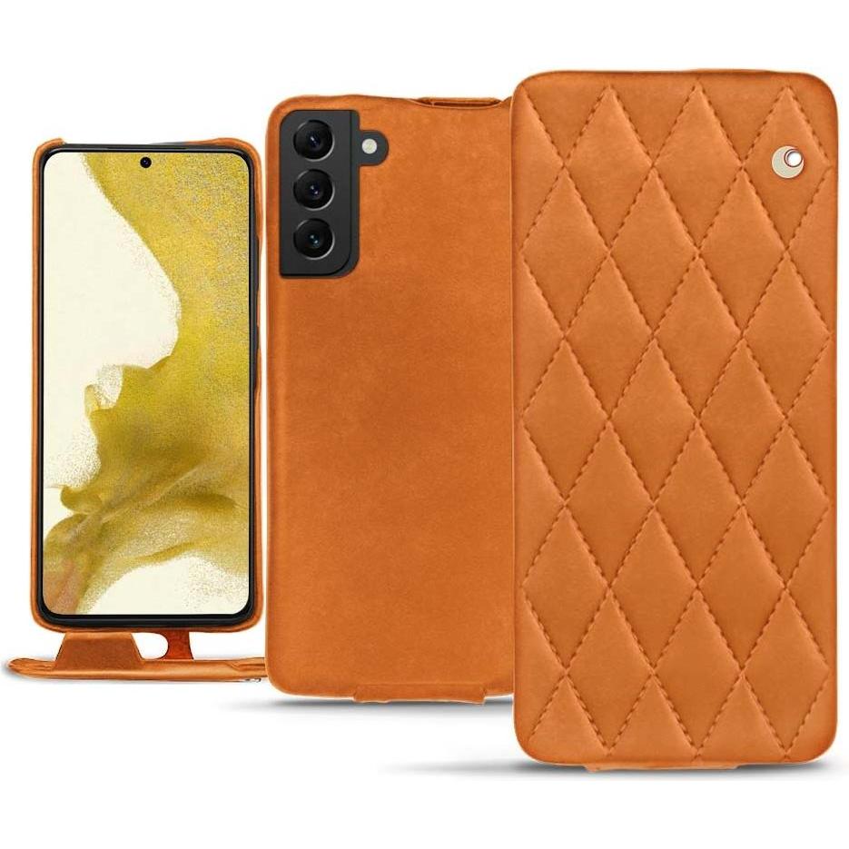 Noreve Lederschutzhülle vertikal (Samsung Galaxy S22), Smartphone Hülle, Orange