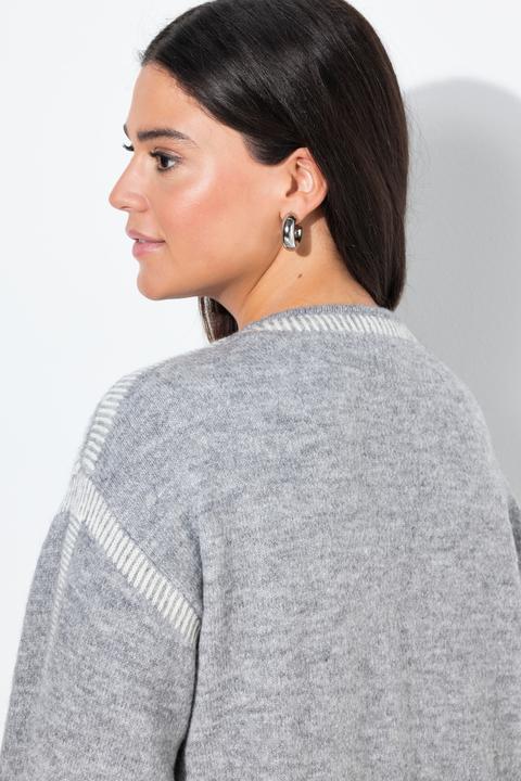 Image du produit Ulla Popken Long cardigan à manches longues et sans fermeture, coutures fantaisie (62)