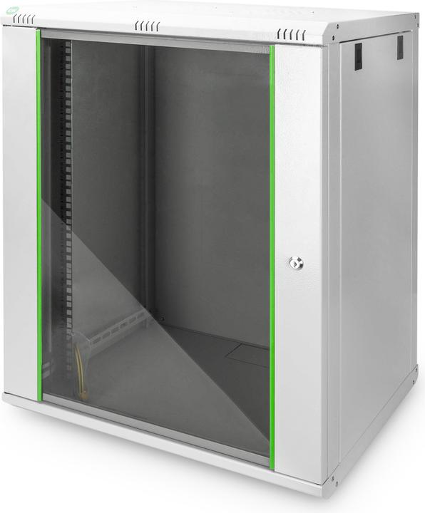 Actual product image Digitus 48,3cm 19inch wall cabinet 16HE SoHoline RAL7035 grey H816mmxW600mmxD450mm with glass door (16 RU, 19 inch rack)