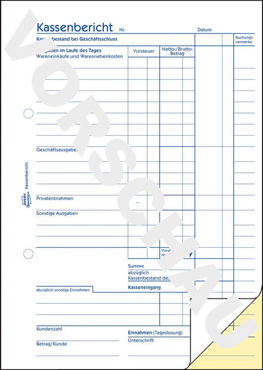 Actual product image Avery Cash report (40x)
