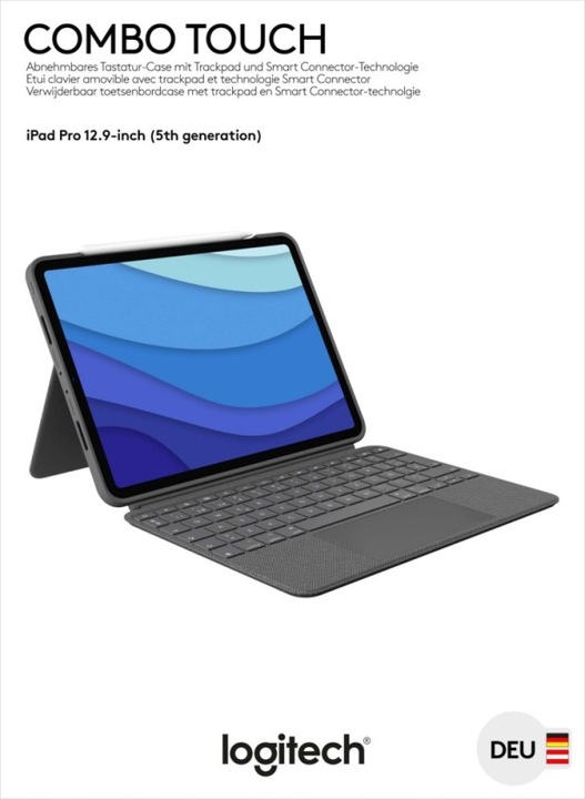 Image du produit Logitech Combo Touch (DE, iPad Pro 12.9 2021 (5ème génération), iPad Pro 12.9 2022 (6e génération))
