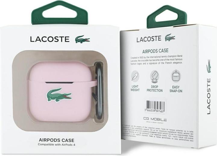 Actual product image Lacoste LCA4SLOI AirPods 4 cover pink Silicone Croc Logo