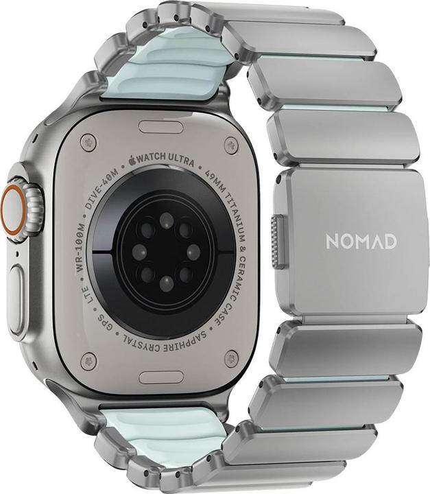 Actual product image Nomad Stratos Band Titanium Natural 49mm Icy Blue Glow (22 mm, FKM, Grade 4 Titanium, Titanium)