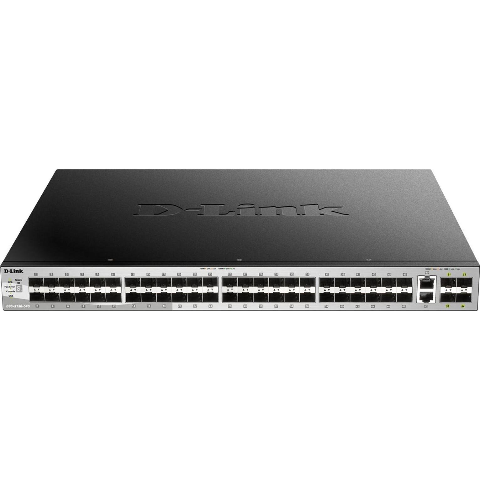 Thumbnail - D-Link 54-P.Fiber Gigabit Stack Switch Layer 2+ Gr Nms Gr Cpnt (54 Ports), Netzwerk Switch, Schwarz, Silber