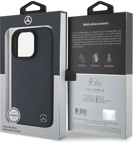 Actual product image Mercedes MEHMP16X23RBGVV iPhone 16 Pro Max 6.9" granatowy/navy hardcase MB Wood Imitation Leather Ma (Apple iPhone 16 Pro Max)