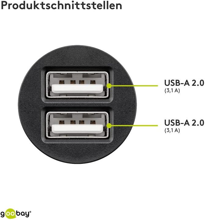 Produktbild Goobay Dual USB-Autoladegerät 3,1A
