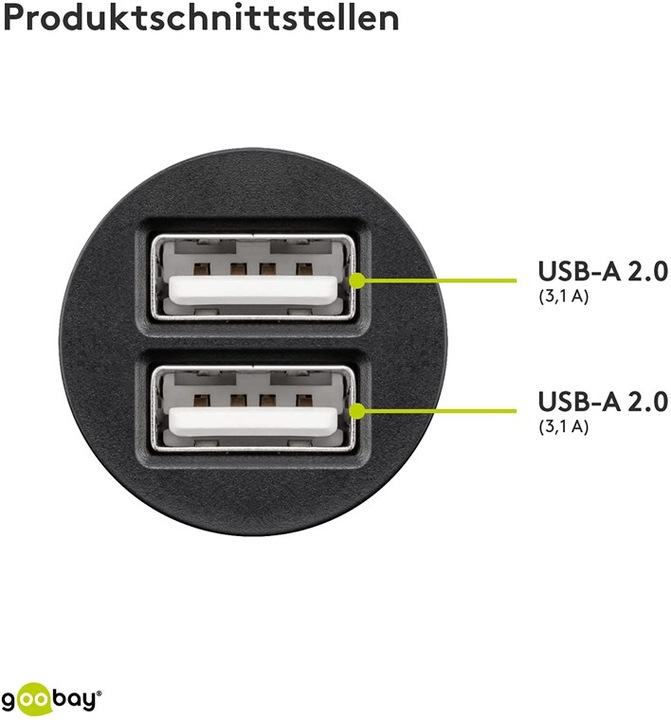 Actual product image Goobay Dual USB car charger 3.1A