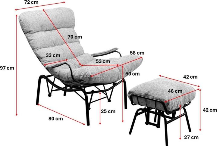 Produktbild Kare Design Sessel + Hocker Vienna Swing Grau