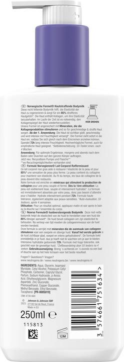 Valeurs nutritives et ingrédients Neutrogena Bodymilk (Lait pour le corps, 250 ml)