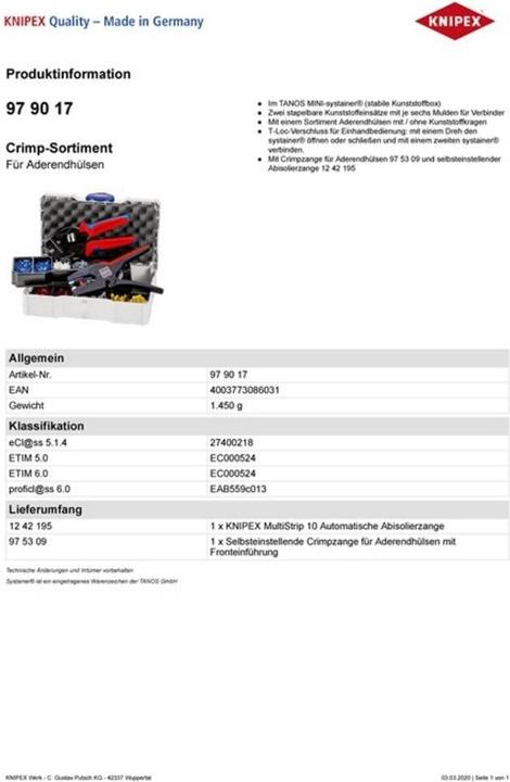 Energie-Label Knipex Crimp-Sortiment (265 mm)
