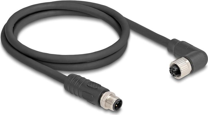 Actual product image Delock M12 cable L-coded 4 pin plug straight to socket right