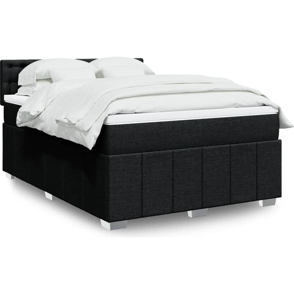 VidaXL, Bett, Boxspringbett Polsterbett Bett mit Matratze Schwarz 160x200cm Stoff (160 x 200 cm)