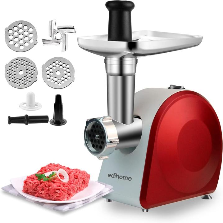 Produktbild Edihome Elektrischer Fleischwolf mit Wurstfüller & 3 Schneidplatten