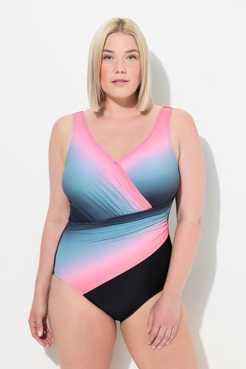 Image du produit Ulla Popken Maillot de bain à dégradé de couleurs, drapé et bonnets souples. Matière recyclée (46)