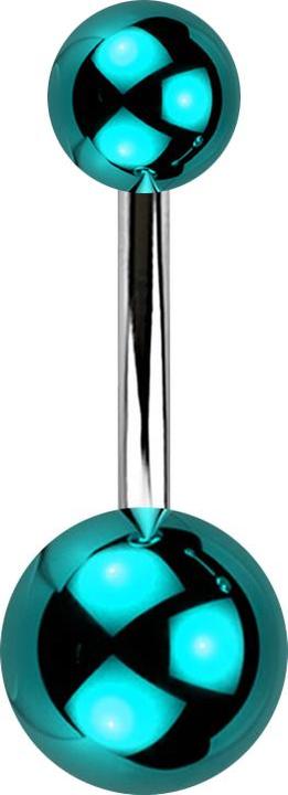 Produktbild Star Piercing Banane silber mit zwei Kugeln glasbeschichtet blau (ohne Messing, Acryl, Chirurgenstahl 316L)