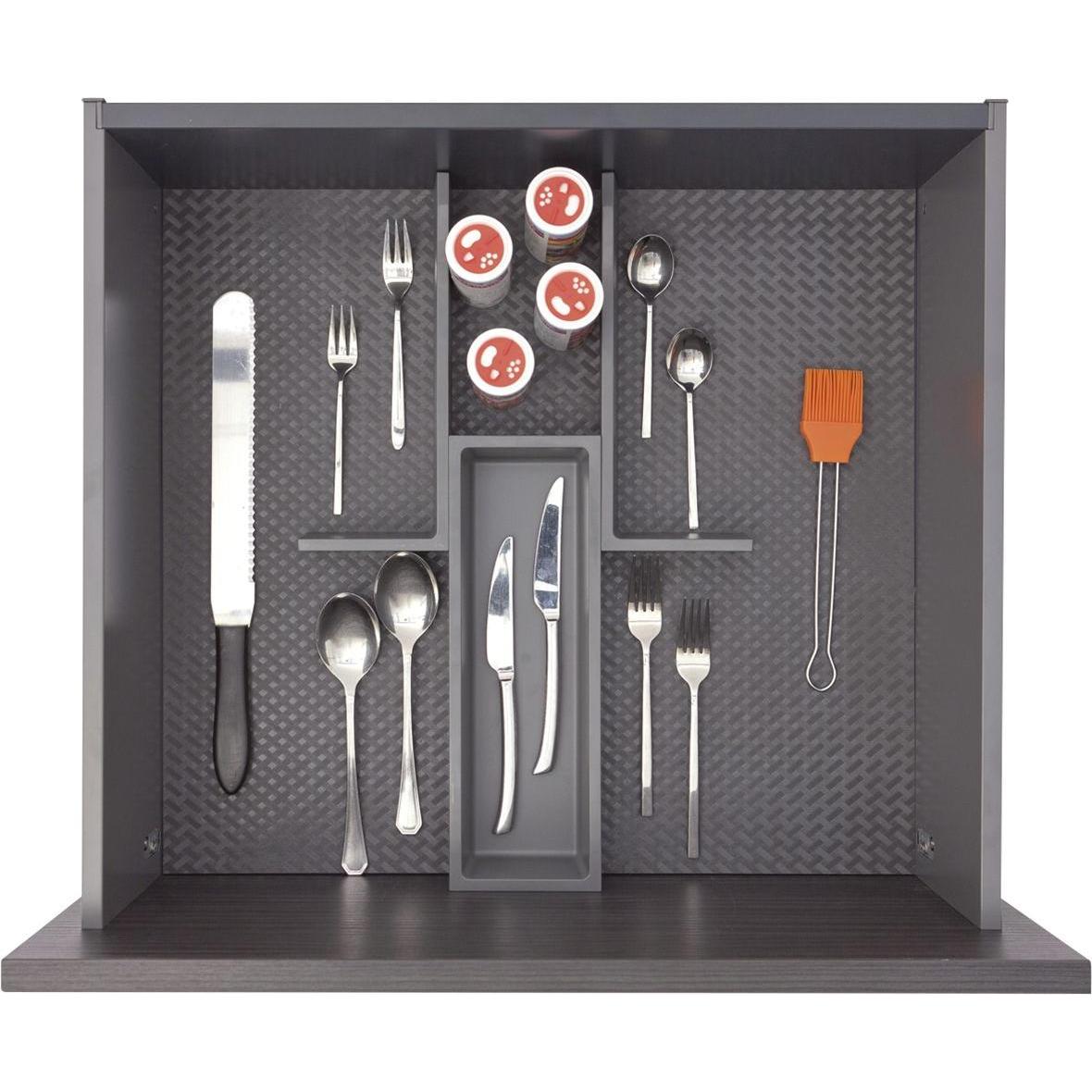 Ninka Besteckeinsatz mit Trenner Basis-Set 5 Tiefe 500/550mm, dunkelgrau, Besteckkasten, Grau