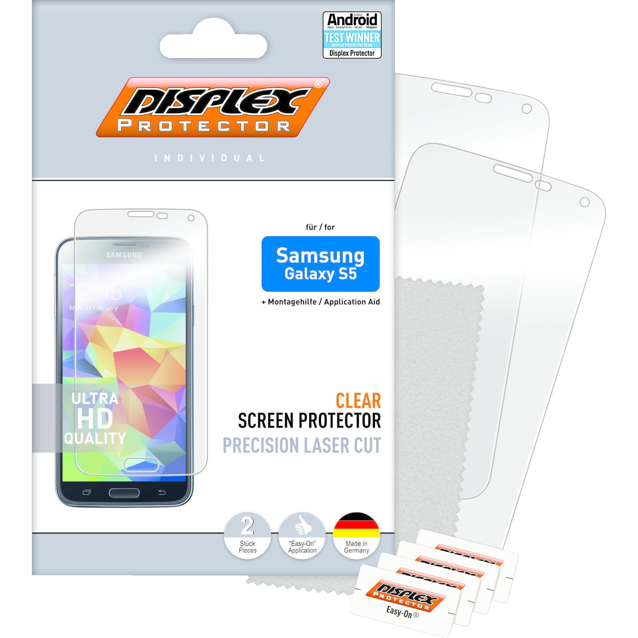 Thumbnail - Displex Easy-On Protector (2 Stück, Samsung Galaxy S5), Smartphone Schutzfolie, Transparent