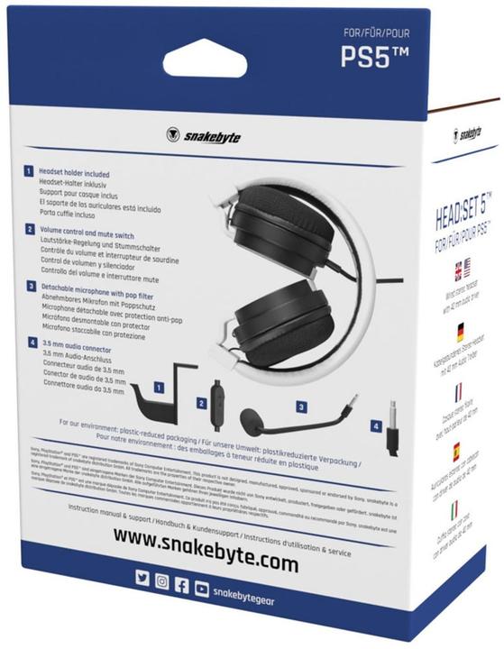 Actual product image EPE Snakebyte HEAD:SET 5 (PS5) Headphones Headband Black (Cable)