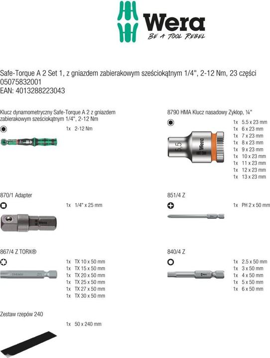 Image du produit Wera Safe-Torque A 2 Set 1 (1/4", 2 Nm, 12 Nm)