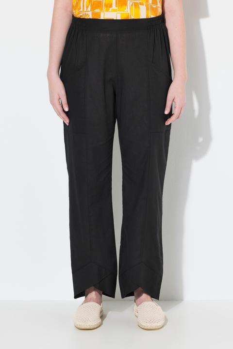 Immagine prodotto Ulla Popken Pantaloni in misto lino con cotone biologico, orlo decorativo e taglio della gamba ampio (42)