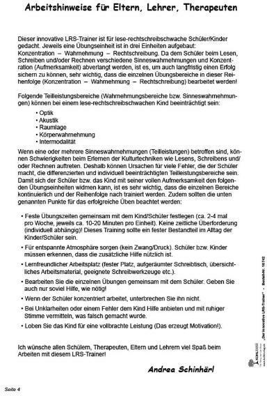 Produktbild Der innovative LRS-Trainer (Deutsch, Andrea Schinhärl, 2006)