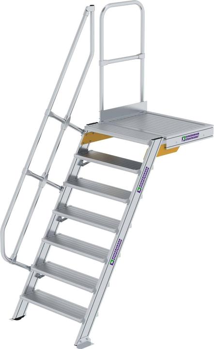Actual product image Munk Stairs with platform 60ï¿½ step width 800 mm 7 steps aluminium ribbed (Scaffolding, 157 cm)