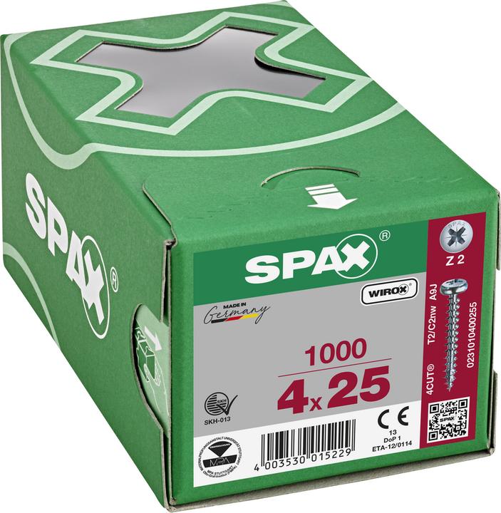 Produktbild Spax Halbrundkopf Kreuzschlitz Z2 Vollgewinde Wirox (1000 Schrauben pro Stück)