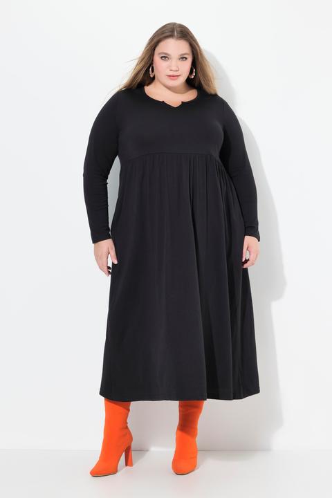 Produktbild Ulla Popken Jersey-Maxikleid, A-Linie, Tunika-Ausschnitt, Langarm (54)
