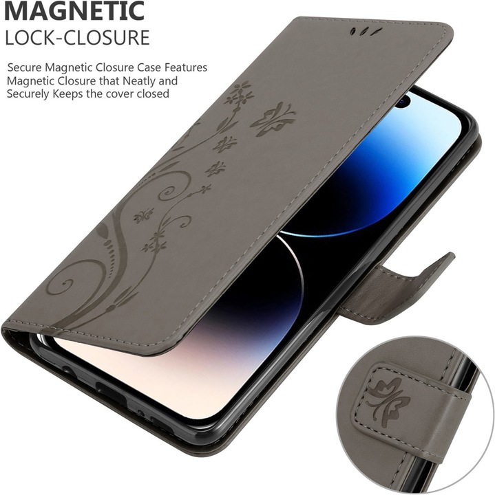 Immagine prodotto Cadorabo Cover per Apple iPhone 14 PRO MAX in stile libro a fiori (Apple iPhone 14 Pro Max)