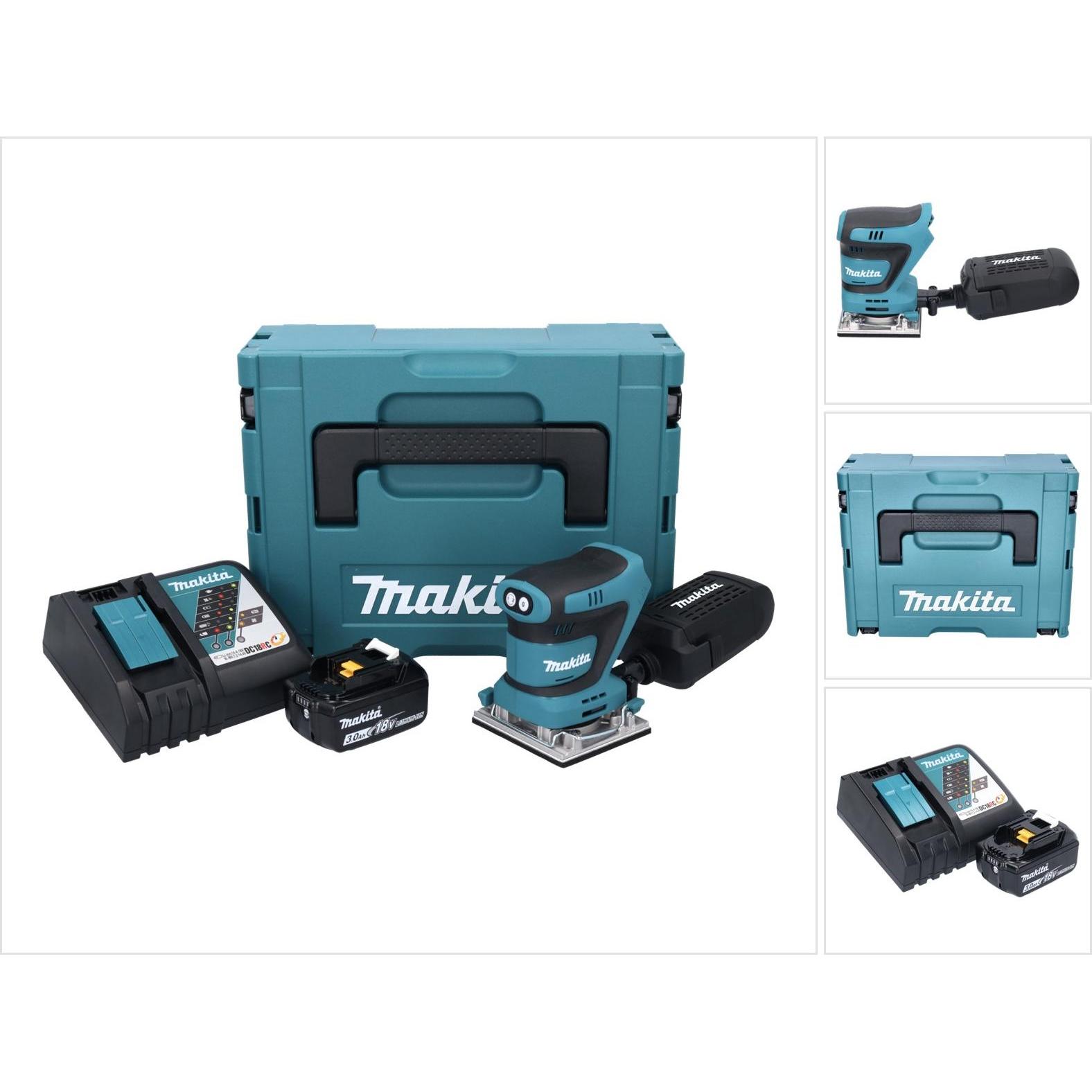 Makita, Rettificatrice + lucidatrice, DBO 482 RF1J Levigatrice orbitale a batteria 18 V 112 x 102 mm + 1x batteria 3,0 Ah + (Levigatrice orbitale)
