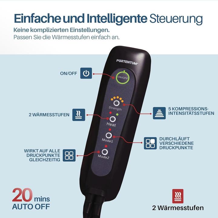 Produktbild Portentum Beinstimulatoren mit einstellbarer Wärme und Vibration, 5 Kompressionsstufen, Fernbedienung
