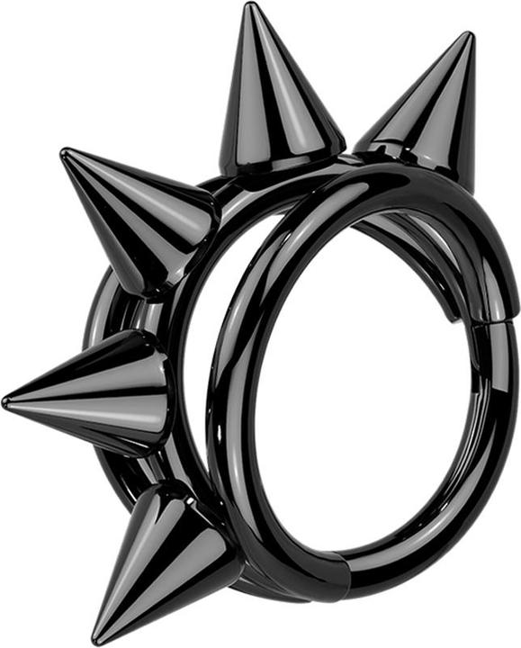 Image du produit Star Piercing Micro Segmentring klappbar schwarz drei Ringe mittig Cones (Titane)