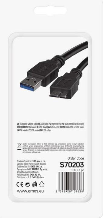 Immagine prodotto Emos Cavo USB 3.0 spina A - spina Micro B 1m (1 m, USB 3.0)