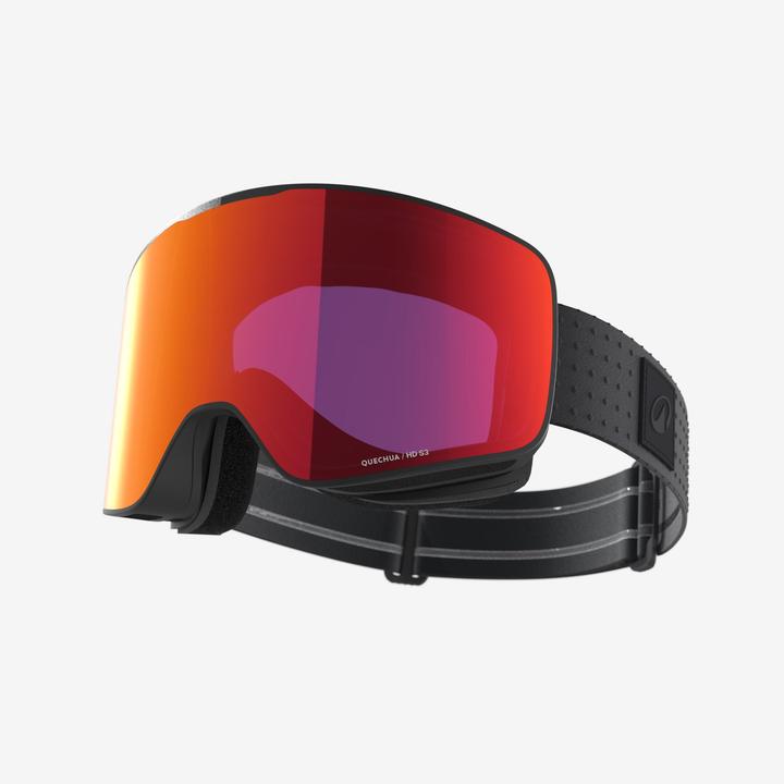 Wedze Masque de ski beau temps interchangeable adulte et enfant, g 900 c hd, noir