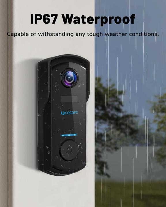Produktbild Ucocare Kabellose Video-Türklingel mit Kamera, 2K FHD (App, WLAN)