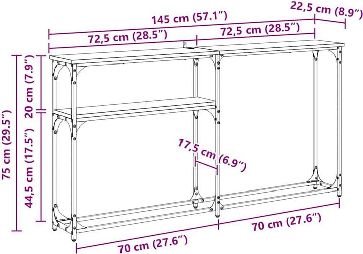 Produktbild vidaXL Konsolentisch (22.50 x 145 x 75 cm)