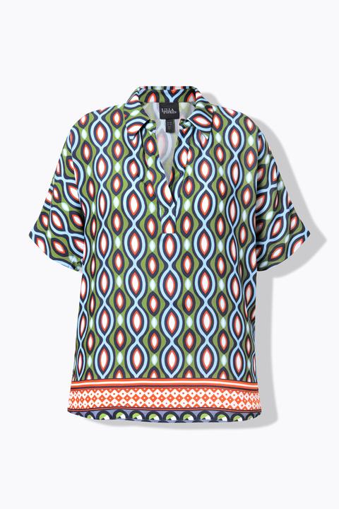 Actual product image Ulla Popken Ogee Cold Shoulder Collared Blouse (60)