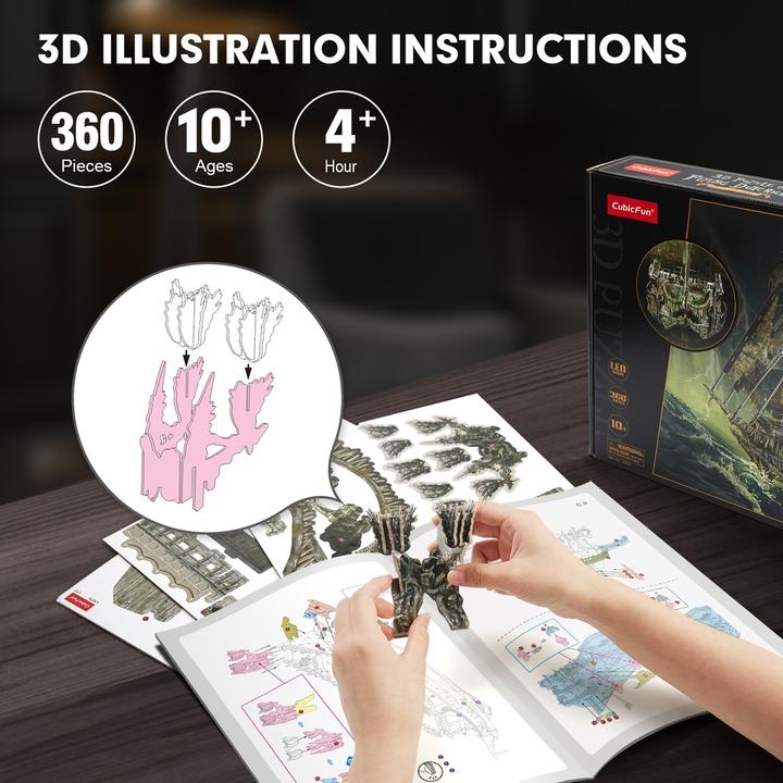 Actual product image Cubicfun 3D Puzzle Flying Dutchman LED 360 Teile (360 pieces)