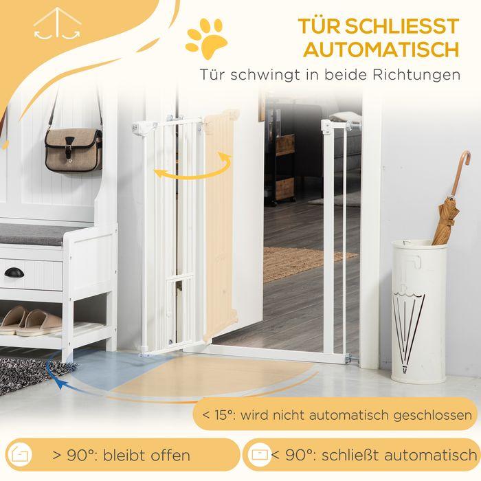 Produktbild Swisshandel24 Türgitter mit Katzenklappe, Montage ohne Bohren, variable Breite 74-80 cm, einhändiges Öffnen, Metal (74 cm)