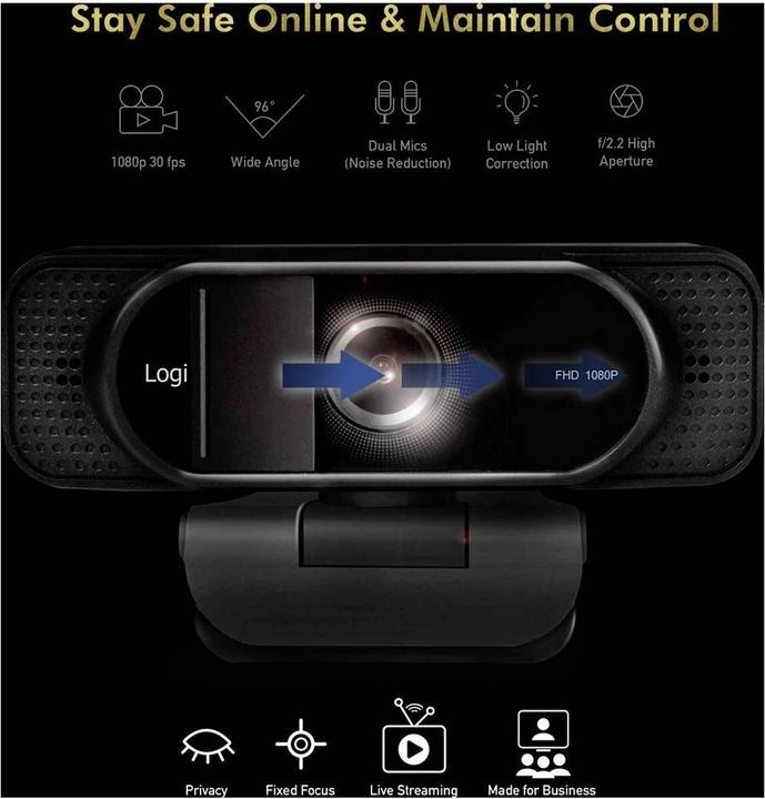 Actual product image LogiLink Webcam 1080p FHD Webcam + Microphone Privacy 96° (2 Mpx)