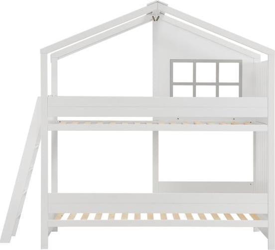 Immagine prodotto Juskys Casa dei sogni con letto a soppalco per bambini con tetto e scala (90 x 200 cm)