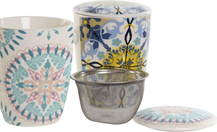 Actual product image Esprit Filtertasse für Teeaufgüsse Home Blau Weiss türkis Mediterraner 340 ml (2 Stück) (340 ml, 2 x)