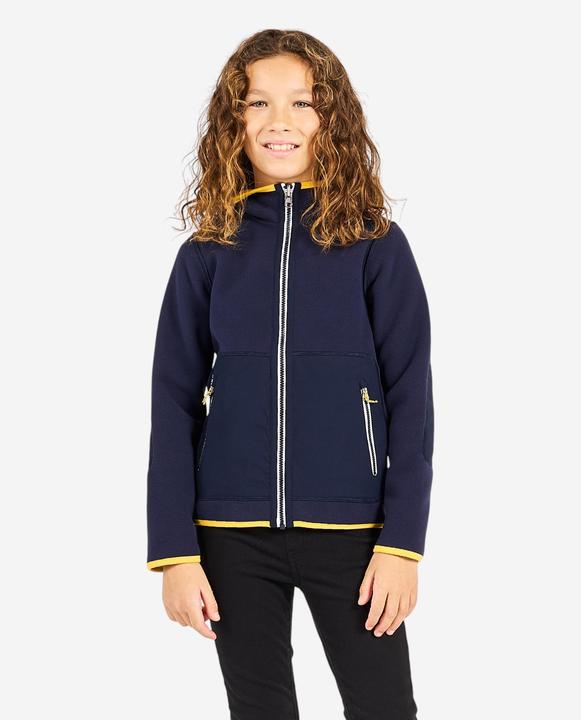 Tribord Fleecejacke Segeln Kinder warm wendbar 500 marineblau/gelb (116)