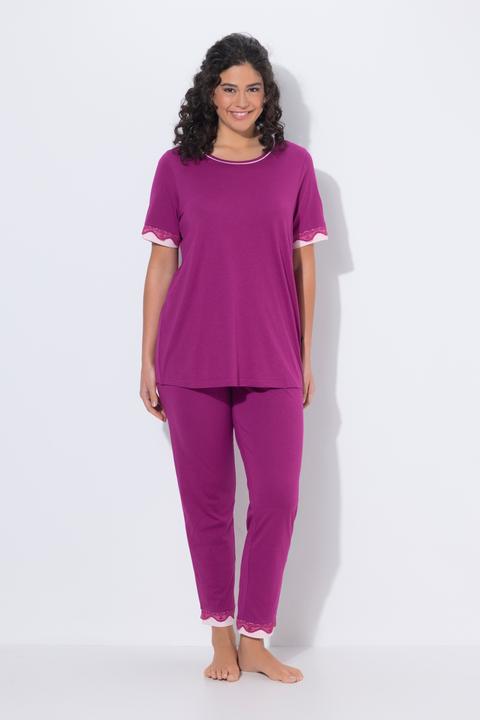 Produktbild Ulla Popken Pyjama, Spitzenkanten, Rundhals, Halbarm (42, 44)